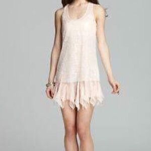 FREE PEOPLE INTIMATELY Shell Pink Sleeveless‎ 2 Piece Dress Sequin Size M Slip